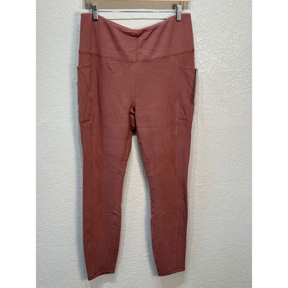 Harmony Balance Women XL Waffle Knit Leggings Mauve Yoga Gym‎ Pockets NEW